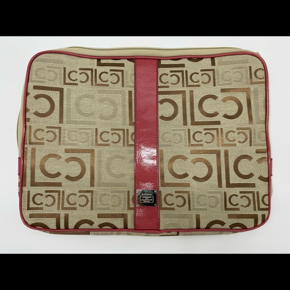 Liz Claiborne Laptop Brown-Pink Suede Leather Sleeve 16” Width x 12” Height - Picture 1 of 6